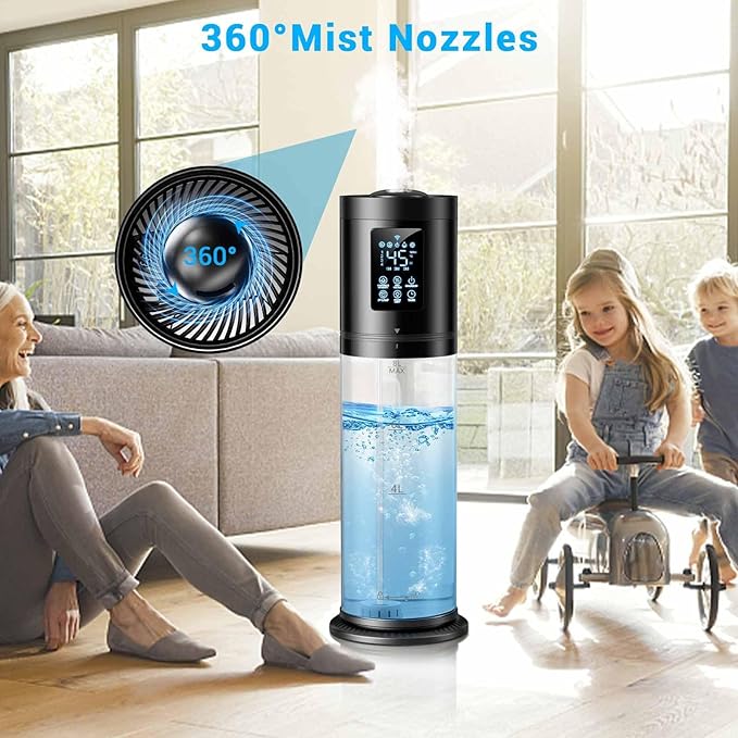 8L Humidifiers for Bedroom Large Room, 4 Levels Cool Mist Humidifier with Clear Tank, 7 Color Lights Essential Oil Diffuser with 16H Timer, Top Fill Humidifier for Home Plants Office-CubbioJoy