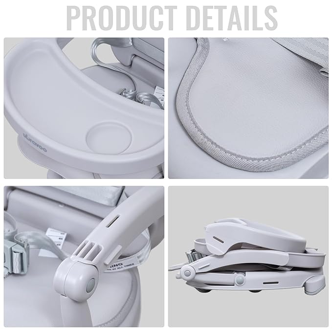 Baby Booster Seat for Dining Table with Removable Tray & Cushion, 3in1 Portable Toddler Booster Seat, 4 Height Adjustable Travel High Chair for Babies and Toddlers-CubbioJoy