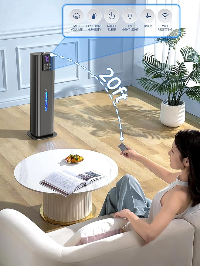 8L Smart Humidifier for Large Room Bedroom, Cover up to 505ft², Easy Top Fill, Remote & APP Control, Aroma Box, RGB Light, Last 48 Hours Suitable for Indoor Plant, Office, Home-CubbioJoy