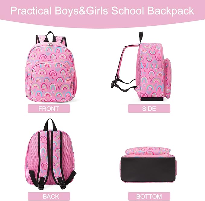 CLUCI Kids Backpack for Girls Toddler Backpack for Preschool Kindergarten Child Cute Daycare School Bookbag Travel Pink Rainbow-CubbioJoy