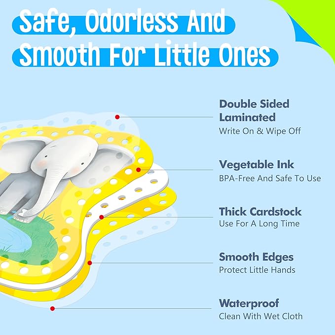 9 PCS Kids Lacing Cards, 9 Double Sided Wild Animals Sewing Cards with 9 Colorful Laces, Educational & Learning Toys for Preschoolers, Kids Ages 3+-CubbioJoy