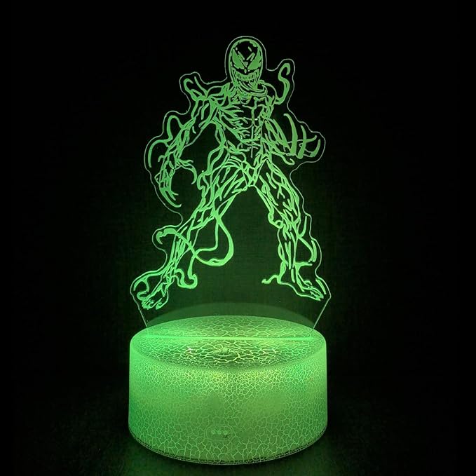 3D Alien Night Light, Super Hero Illusion Table Lamp with 16 Colors Remote Control Touch Lamp LED USB Night Light Desk Lamps Room Decorations Home Decor Holiday Gifts Birthday Gifts-CubbioJoy