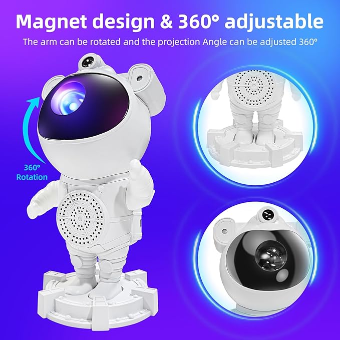 Astronaut Galaxy Projector-Star Projector,Bluetooth Speaker,White Noise, Star and Moon Galaxy Lights for Bedroom with Timer and Remote, Nebula Night Light 360° Adjustable, Starry Space Ceiling Lamp-CubbioJoy