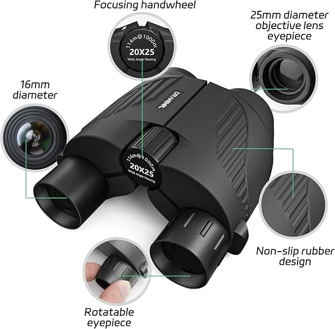 20X25 Small Binoculars for Adults and Kids, Large Eyepiece Binoculars for Bird Watching Easy Focus, Pocket High Powered Opera Glasses for Concert, Cruise Ship, Travel Must Have-CubbioJoy