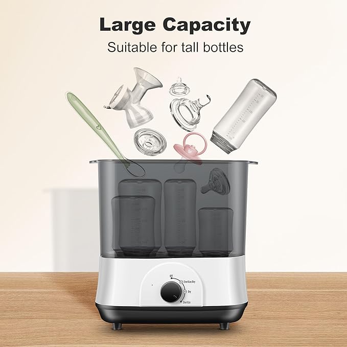 Baby Bottle Steamer, 3-in-1 Bottle Steamer and Dryer, Easy One-Dial Control Electric Steam Bottle Dryer for Baby Bottles, Baby Stuffs & Breast Pump Accessories-CubbioJoy