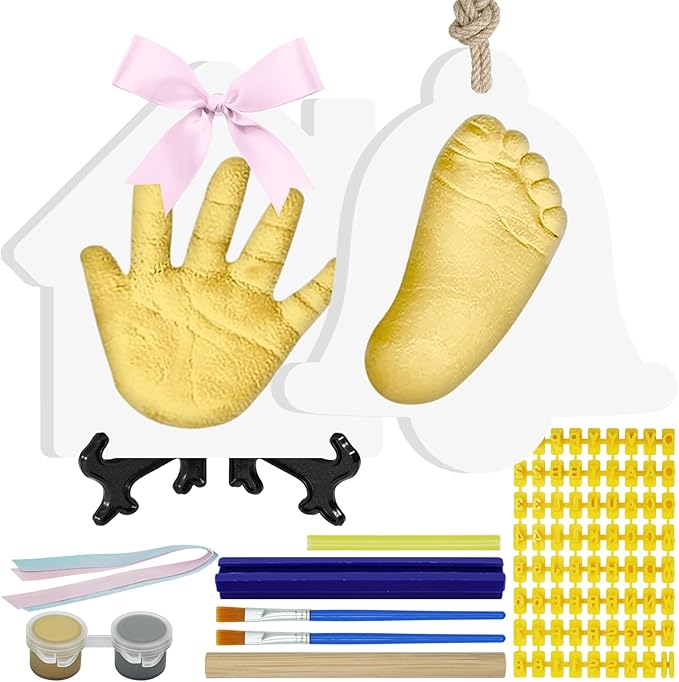 Baby Hand & Footprint Keepsake Kit - Personalized Handprint Footprint Ornament for Newborn Babies, New Mom Gifts, Baby Shower & Registry, Nursery Picture Frame, Pet Paw Print Ornament-CubbioJoy