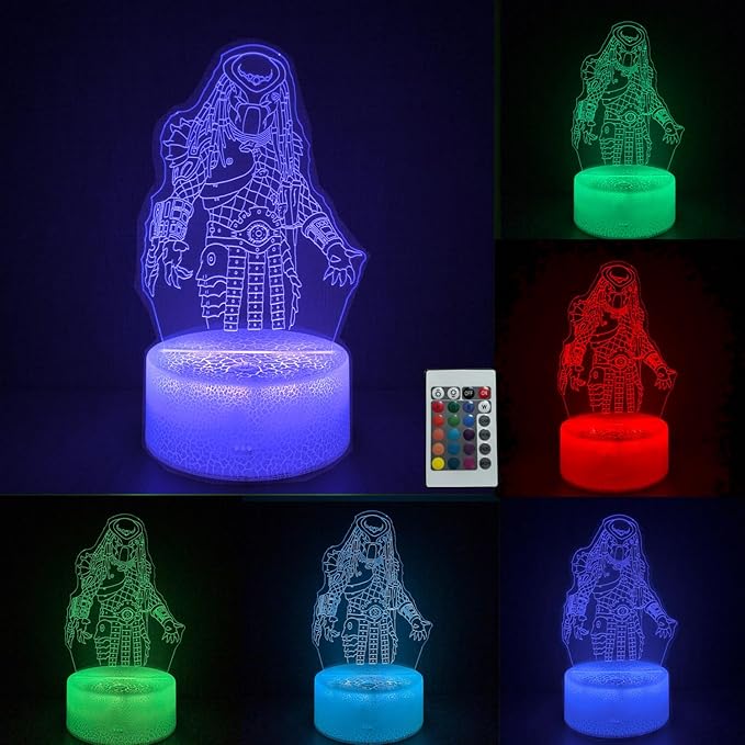 3D Alien Night Light, Horror Monster Illusion Table Lamp with 16 Colors Remote Control Touch Lamp LED USB Night Light Desk Lamps Room Decorations Home D¨¦cor-CubbioJoy