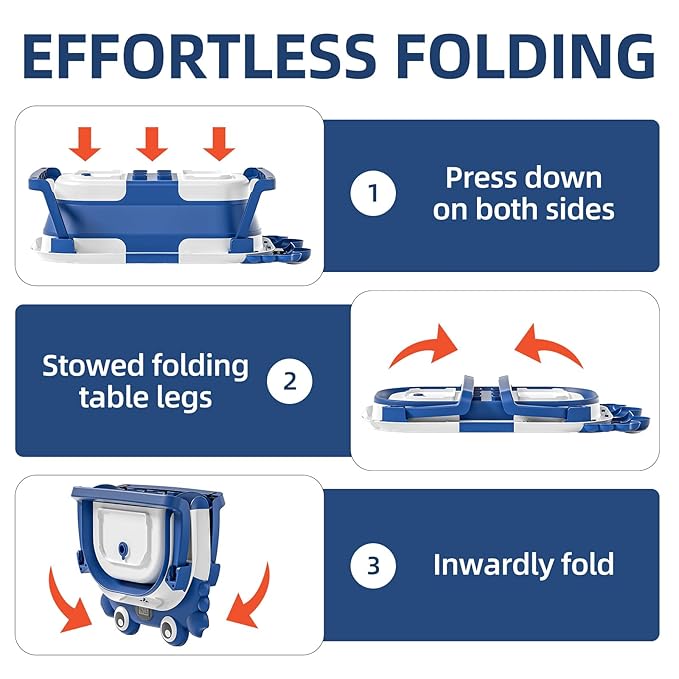 Collapsible Baby Bathtub for Newborns to Toddler with Real-time Temp Monitor & Floating Cushion,Portable Travel Tub for 0-36 Month, Foldable Baby Bath Tub for Infants Boy (Blue)-CubbioJoy