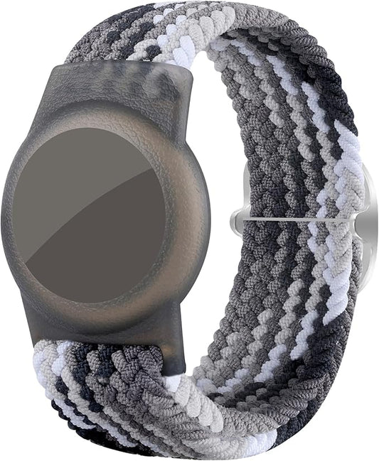 Bracelet for Kids Compatible with AirTag, Nylon Stretch Braided Air Tag Wristband, Protective Case for Airtag GPS Tracker Holder, Adjustable Elastic Watch Band for Toddler Child Elder (Rainbow)-CubbioJoy