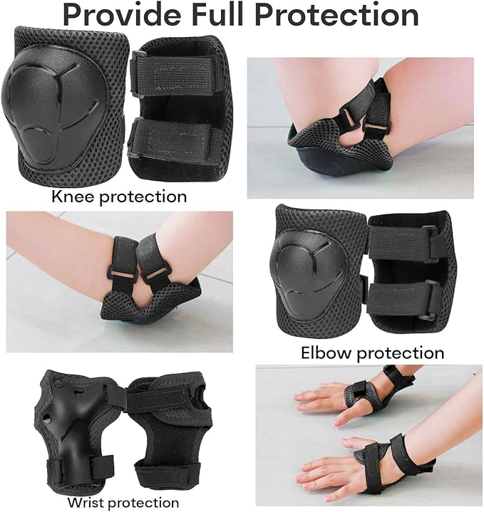 KAMUGO Kids Bike Helmet, Toddler Helmet for Ages 2-8 Boys Girls with Sports Protective Gear Set Knee Elbow Wrist Pads for Skateboard Cycling Scooter Rollerblading-CubbioJoy