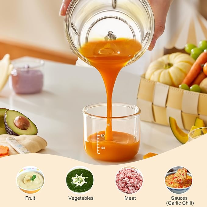 Bear Baby Food Maker, Baby Food Processor Set with Baby Food Containers, Silicone Spoons, Baby Food Puree Blender for Fruit, Vegetable, Meat, Make Fresh and Nutritious Meals for Your Little One-CubbioJoy