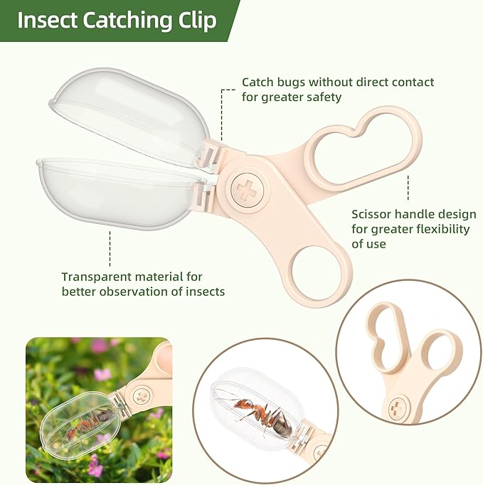Bug Catcher for Kids Explorer Bug Catching Kit,Magnifying Glass, Tweezers, Whistle & Compass, Learning Guide, Insect Habitat, Outdoor Toys(3 Year +) (Kids Bug Catcher Set)-CubbioJoy