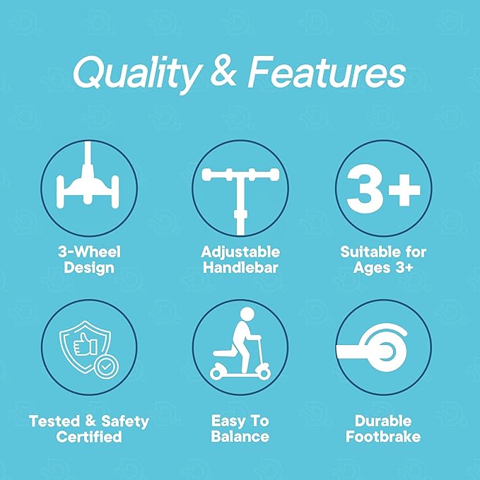 Blue 3 Wheel Scooter with Seat for Kids – Light-Up LED Wheels, Adjustable Handlebar and Seat, Smooth PU Wheels, Wide Anti-Slip Deck, Rear Foot Brake – Toddler Outdoor Toys for Ages 2+-CubbioJoy