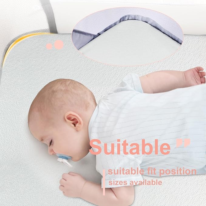 Bassinet Mattress Topper, Gel Memory Foam Mattress with Removable Cover Fit for Baby Delight Beside Me Dreamer Bassinet (32.5" x 20"), Waterproof Breathable Soft Bassinet Mattress-CubbioJoy