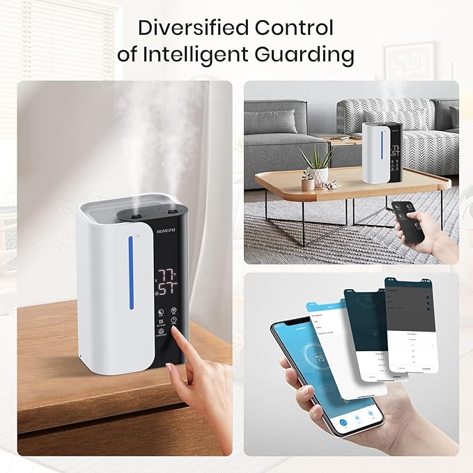 Cool Mist Humidifiers for Bedroom and Plants & Baby, Top Fill 5L Large Room Smart Humidifier for Home Nursery, 28 dB Quiet 50H Runtime Bedroom humidifier with Essential Oils-CubbioJoy