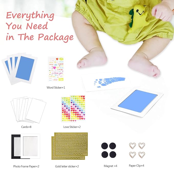 Inkless Baby Hand and Footprint Kit,Clean Touch Ink Pad for Baby Footprint Kit,No Mess Dog Paw Print Kit,DIY Footprint Ink for Baby Keepsake Gifts for Boys and Girls-CubbioJoy