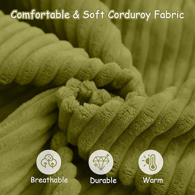 COMAX Kids Bean Bag Chair Turn into Beanbag Bed, Toddler Bean Chair Corduroy for Girl Boy Sleeping, Lazy Children Bean Bags with Filler, Convertible Child Floor Mattress, Light Green-CubbioJoy