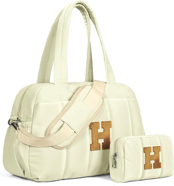 Birthday Gifts for Her-Duffle Bag for Travel Women, Travel Bags，Initial Overnight Bag with Wet Pocket，Lightweight Weekender Bags Personalized Gym Tote with Makeup Pouch-CubbioJoy