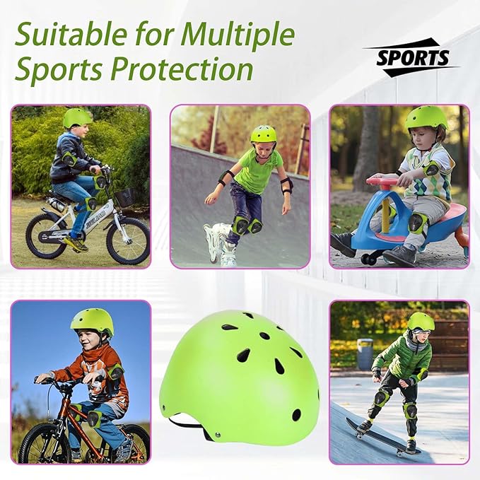 Kids Bike Helmet Set Adjustable Helmet for Ages 3-15 Kids Toddler Boys Girls Youth, Multi-Sport Bicycle Skateboarding Football Rollerskating Scooter Rollerblade Balance Bike Helmets-CubbioJoy