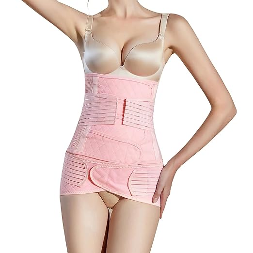 2 in 1 Postpartum Belly Band Wrap Pink, C-Section Support Belt X-Large, Post Partum Support Recovery Waist/Pelvis Belt, Hysterectomy Belly Band Binder Girdle Stomach-CubbioJoy