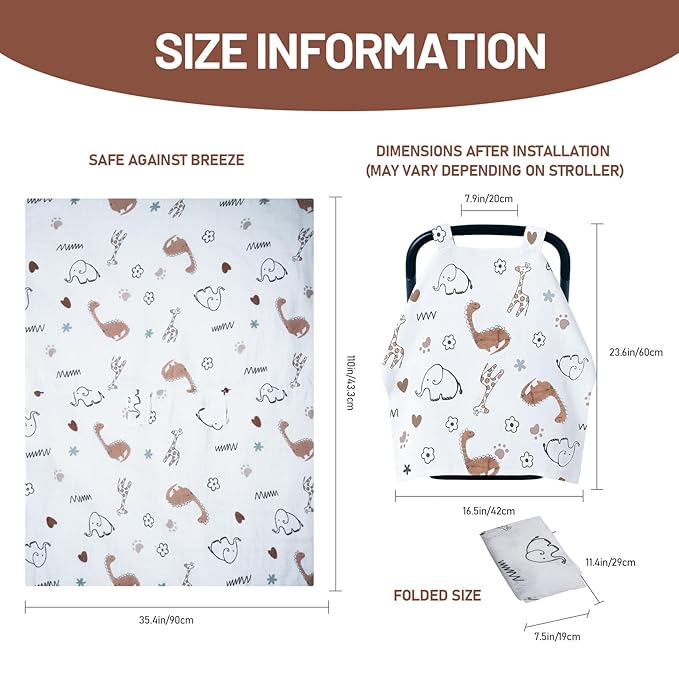 80S Muslin Car Seat Cover for Babies - Soft & Breathable Infant Carrier Canopy, Lightweight Sunshade for Summer, Universal Fit for Baby Boys & Girls-CubbioJoy