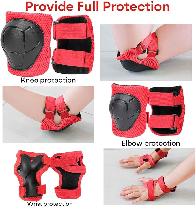 KAMUGO Kids Bike Helmet, Toddler Helmet for Ages 2-8 Boys Girls with Sports Protective Gear Set Knee Elbow Wrist Pads for Skateboard Cycling Scooter Rollerblading-CubbioJoy