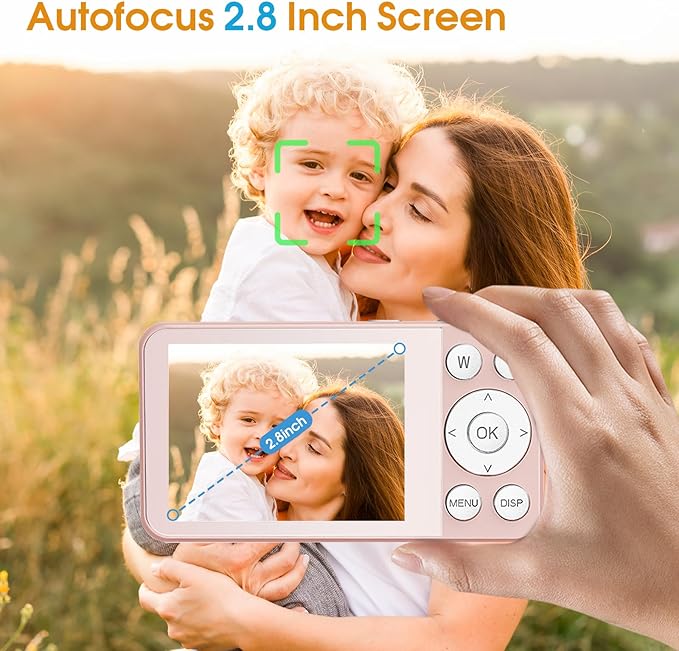 4K Digital Camera for Teens, FHD 64MP Digital Camera for Kids with 64GB SD Card, 18X Digital Zoom Cameras for Photography, Point and Shoot Video Camera for Kids, Pink-CubbioJoy