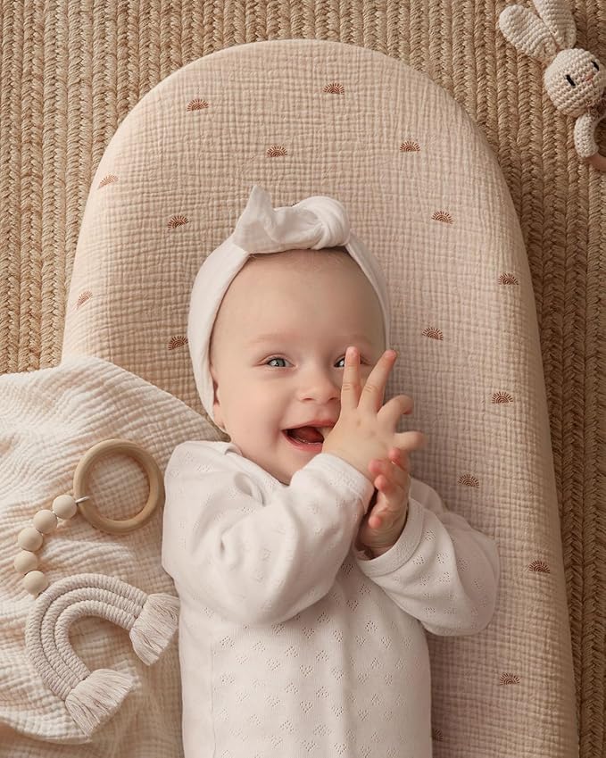 Blissful Diary Muslin Baby Changing Pad with Waterproof Lining Foam, Diaper Changing Table Pad with Cover for Dressers (Sunshine, Avocado)-CubbioJoy