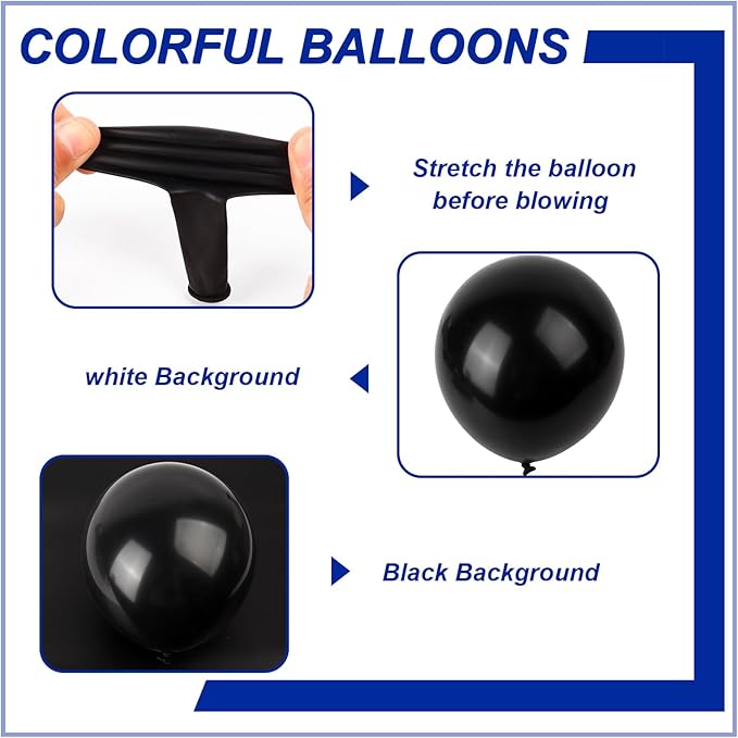 140pcs Black Round Balloons Different Sizes 18 12 10 5 Inch Latex Balloons for Arch Decoration Party Balloon Kit for Graduation Birthday Party Wedding Balloon Baby Shower Decoration-CubbioJoy