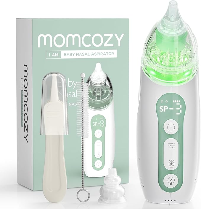 Momcozy Baby Nasal Aspirator, 3 Suction Levels Electric Nasal Aspirator for Baby, Newborn and Toddler, Portable Baby Nose Aspirator with Light Soothing and Music-CubbioJoy