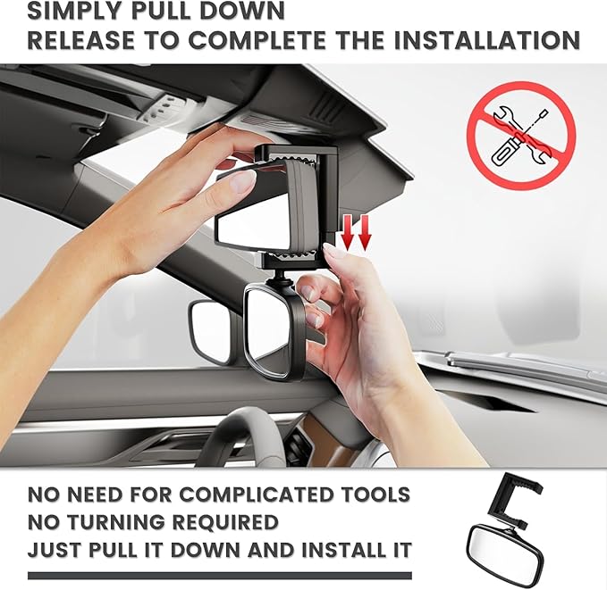 360-Degree Baby Car Mirror for Rear-Facing Seats,Kids Safety Mirrors with Tool-Free Installation,Kids Rear View Mirror BPA-Free Shatterproof & ASTM Certified (Adjustable 14"-22") (1 pack)-CubbioJoy