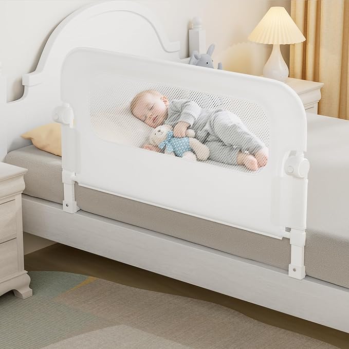 Baby Bed Rail Guard for Toddlers - 35.4" Toddler Bed Rails for Crib,Twin,Full, Queen Bunk Size Bed Swing Down Bedrail Extral Tall Child Safety Side Railing Guards for Kids-CubbioJoy