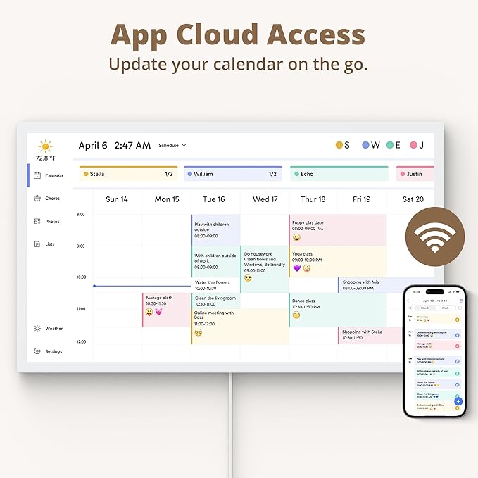 Dragon Touch 27 inch Digital Calendar Chore Chart – Interactive Touchscreen, Smart Family Planner, Hearth Display Desk Digital Calendar Seamless Scheduling-CubbioJoy