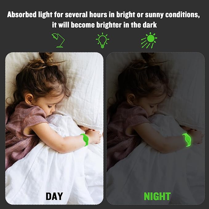 2 Pack Waterproof AirTag Bracelet for Kids, Hidden Silicone Wristband for AirTag, GPS Tracker Case for Air Tag Holder Strap Band for Child Toddler, Secure Anti-Loss Protection(Luminous)-CubbioJoy