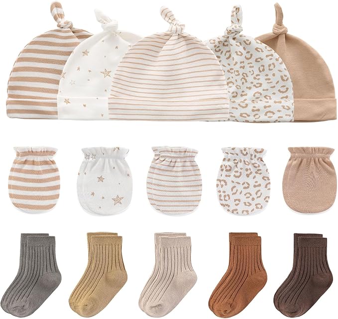 Baby Hats Mittens and Socks Set Cotton Newborn Hat Beanie Soft Infant Girls Boys Caps Gloves 0-6 month-CubbioJoy