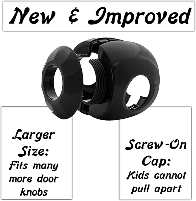 Black - Door knob Baby Safety Cover - 5 Pack - Deter Little Kids from Opening Doors with A Child Proof Door Handle Lock - Driddle-CubbioJoy