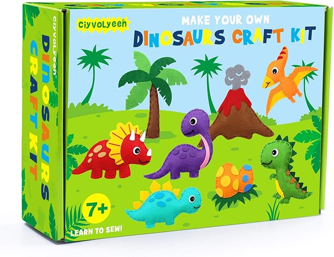 CiyvoLyeen Dinosaur Sewing Kit Dinosaur Felt Animal DIY Crafts for Girls and Boys Educational Sewing for Kids Art Craft Kits for Beginners-CubbioJoy
