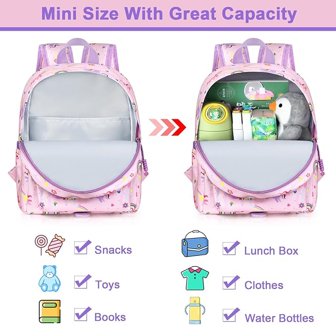 Accmor Toddler Backpack Leash, Cute Unicorn Baby Backpacks with Anti Lost Wrist Link, Mini Kids Backpack Leash Walking Harness for Outdoor Travel, Small Backpack Tether for Boys Girls 1-3 (Pink)-CubbioJoy