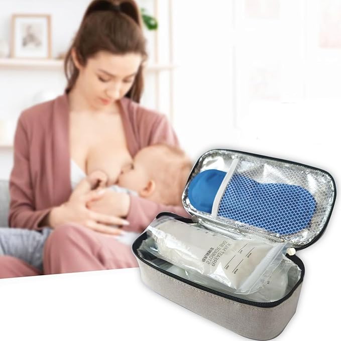 Insulated Breastmilk Cooler Bag with 2 Ice Packs - Breastmilk Cooler Organizer Bag for Daycare, Breastfeeding Mom Travel Outdoor-CubbioJoy