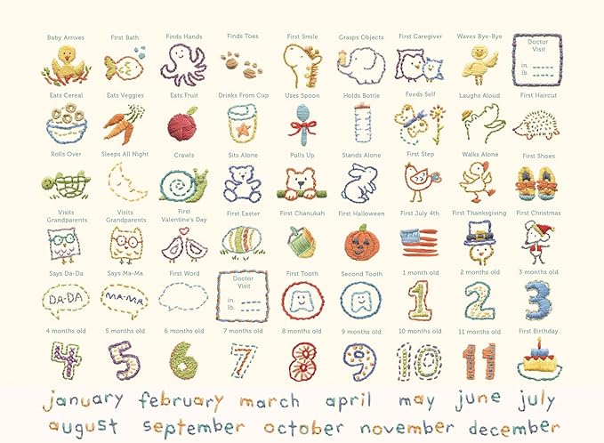 C.R. Gibson Animals 'Hello World' Baby Calendar Baby First Year Tracker, 11'' W x 18'' H-CubbioJoy