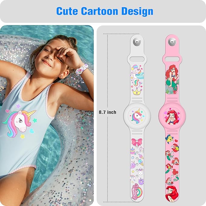 2 Pack AirTag Bracelet for Kids, Waterproof Air tag Holder for Kids with Soft Silicone Full Coverage Anti-Lost Hidden Airtag Wristband Accessories for Child-CubbioJoy