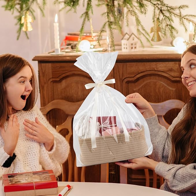 4 Pack Small Storage Shelf Baskets for Organizing, Mini Woven Rope Storage Bins for Towels, Cute Decorative Closet Organizer，Baby Nursery, Gift Empty Baskets -11.81''Lx7.87''Wx4.72''H-Jute-CubbioJoy