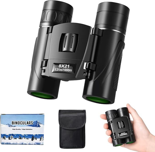 8x21 Mini Lightweight Binoculars, Compact Pocket Binocularsfor Adults Kids, Small Protable Binoculars for Bird Watching Travel Opera Theater Sports Scenery-CubbioJoy