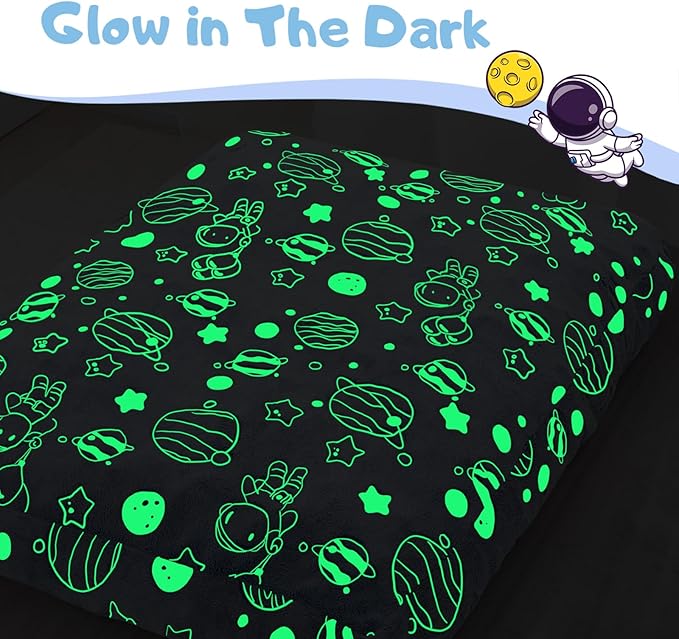 COMAX Kids Bean Bag Chair Turn into Beanbag Bed, Unicorn Toddler Bean Chair for Girl Boy Sleeping, Lazy Children Sofa Couch with Filler, Convertible Child Floor Mattress, Glowing Space-CubbioJoy