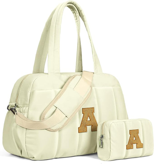 Duffle Bag for Travel Women, Travel Bags，Party Gifts-Initial Overnight Bag with Wet Pocket，Lightweight Weekender Bags Personalized Gym Tote with Makeup Pouch-CubbioJoy