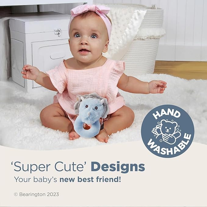 Bearington Collection Bearington Lil' Tracer Plush Stuffed Animal Dinosaur Soft Ring Rattle - 5.5 Inch - Dinosaur Rattle-CubbioJoy