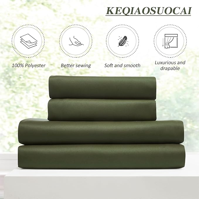 KEQIAOSUOCAI Olive Pinch Pleated Curtains 120 Inches Long, Blackout Dark Out Curtain for Living Dining Room Light Blocking Window Draperies(Dark Olive,40x120,2 Panels)-CubbioJoy