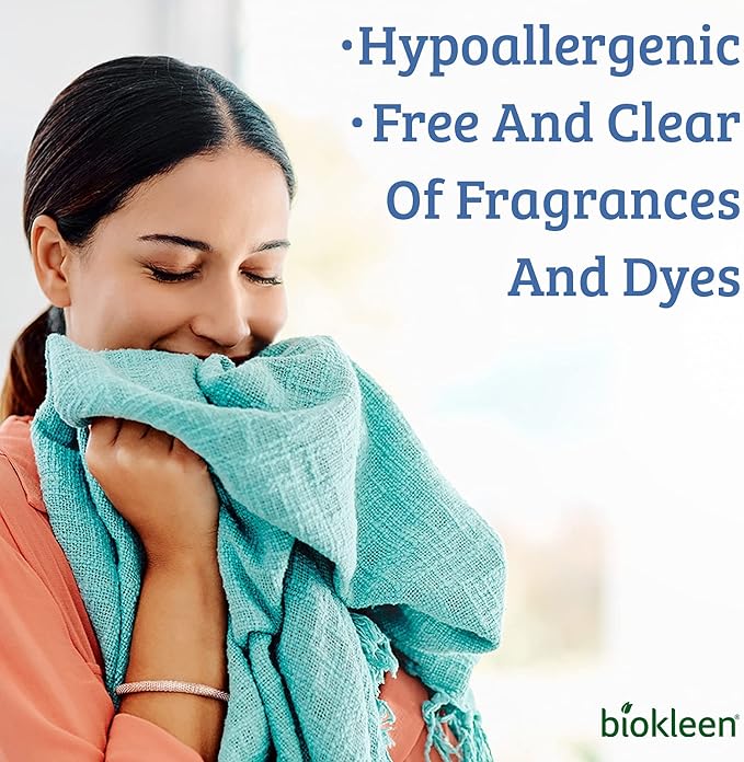 Biokleen Free & Clear Natural 3X Concentrated Liquid Laundry Detergent, 300 Loads, Plant-Based, Hypoallergenic, Removes Stains & Fights Odors, Dye Free, Unscented-CubbioJoy
