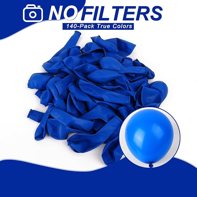 140pcs Dark Blue Round Balloons Different Sizes 18 12 10 5 Inch Latex Balloons for Arch Decoration Party Balloon Kit for Graduation Birthday Party Wedding Balloon Baby Shower Decoration-CubbioJoy