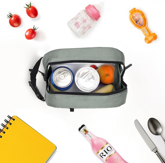 CERBONNY Small Cooler Bag Freezable Lunch for Work School Travel,Leak-proof Bag,Small Insulated For Kids/Adults,Freezer Bags,Freezable Snack Bag,Mini Fit Yogurt Gray-CubbioJoy